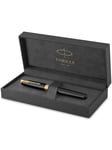 Parker Sonnet Fountain Pen | Black Lacquer with Gold Trim | Fine Nib | Gift Box