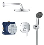 GROHE Pack de douche encastrable Get, corps encastré douche encastrable Rapido SmartBox, douche de tête Vitalio 210mm, pommeau de douche Vitalio, tuyau de douche, chromé, 25220001 (Import Allemagne)