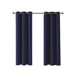 Home In Style 4U Blackout Ring Top Eyelet Curtains for Bedroom Soundproof Thermal Noise Reduce Curtains for Living room with Tie Back 2 Panels Curtain(90" x 90", Navy Blue)