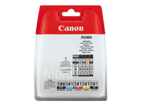 Canon Pgi-580 Pgbk/Cli-581 Cmybk Multipack - 5-Pack - Svart, Gul, Cyan, Magenta - Original - Blister - Blekkbeholder - For Pixma Ts6251, Ts6350, Ts6351, Ts705, Ts8252, Ts8350, Ts8351, Ts8352, Ts9550, Ts9551