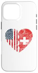 iPhone 16 Pro Max Swiss American Flags Heart | United States Switzerland Roots Case