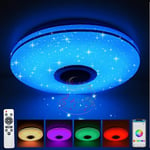 LED Taklampa Dimbar RGB Färgbyte Med Bluetooth Högtalare, LED-lampa För Kök, Barnrum, Sovrum, Vardagsrum