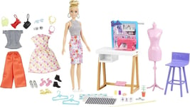 Barbie Fashion Designer Doll (12-in/30.40-cm), and Studio, 25+ Design and Fashi