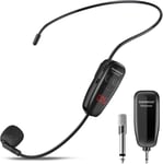 Microphone sans Fil,UHF Micro Casque sans Fil,Wireless Microphone Serre Tête avec Affichage Numérique LED,pour Amplificateur/Haut-Parleur/PA Système