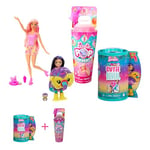 Barbie Lot Coffret Poupée Pop Reveal Série Fruit (HNW41) + Poupée Chelsea Cutie Reveal Série Jungle (HKR16), 8 Surprises, Accessoires, Costume Toucan En Peluche, 7 Surprises, Dès 3 Ans