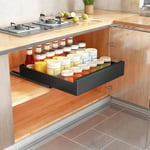 SAYZH Organiseur de placard de cuisine coulissant extensible, 40 x 43 x 9 cm (l x P x H), pas besoin de percer ni de clouer (Noir)