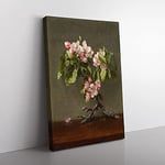 Big Box Art Apple Blossom Flowers by Martin Johnson Heade Canvas Wall Art Print Ready to Hang Picture, 76 x 50 cm (30 x 20 Inch), Green, Cream, Cream