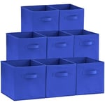 Lifewit Lot de 8 Cubes de Rangement Pliables, Paniers Rangement en Tissu, Caisses Rangement, Boites de Rangement avec Poignées, Organisateurs pour Vetements, Jouets, 26,5 x 26,5 x 28 cm, Bleu