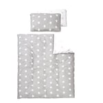 roba Parure de Lit Bébé Réversible Little Stars - 2 Pièces 100% Coton - Housse de Couette 100 x 135 cm + Taie d'Oreiller 40 x 60 cm - Imprimée Étoiles Gris / Blanc