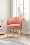 Pink Matte Velvet Petal Backrest Tub Armchair with Golden Metal Legs