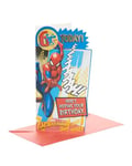 UK Greetings Marvel 6th Birthday Card For Him/Boy With Envelope - Badge Design - With Spider-Man, 121mm x 229mm