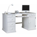 Bureau Gamer Blanc 1 Porte 5 Tiroirs - Blanc