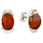 Be-Jewelled Sterling Silver Oblong Cognac Earrings