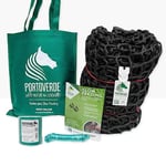 PORTOVERDE Pack de Chiffon pour mangeoire carrée + Corde Filet pour Chevaux Jeunesse Unisexe, Noir, 2,50mX2,50m