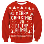 Jul 3D-utskrift ful tröja långärmad pullover Xmas topp Letter Printed L