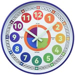 DORBOKER Kids Wall Clock Learning Clock for Kids,Silent luminous Wall Clock for Bedroom, Glow in The Dark Clock Telling Time Teaching Clock, Girls Boys Children Room Decor(Purple, 30cm 12inch)