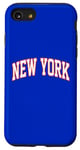 Coque pour iPhone SE (2020) / 7 / 8 Retro New York Hommes NY Bleu Orange Femmes Vintage NY Blanc Tee