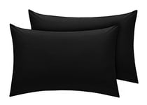 Indus Textiles Easy Care Percale Black-Pair Of Housewife Pillowcases