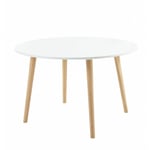 Table à manger oratello laqué blanc mat pieds en bois massif 120cm