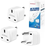 3-Pack UK to India Plug Adapter,SHUOMAO UK to 3 Pin Indian/Pakistan/Sri Lanka P