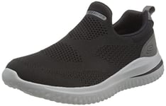 Skechers Homme Delson 3.0 Basket, Tricot synthétique Noir, 47.5 EU