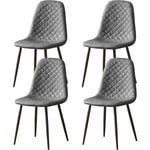 Jymtom - Lot de 4 chaises de salle à manger Simili Cuir Siège rembourrée pieds en métal, pour salon, chambre,Bureau - Gris