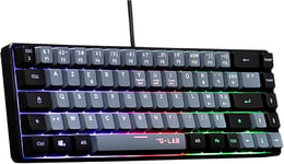 Keyz Hydrogen, Clavier Gamer 60%, Clavier Semi-Mécanique Filaire Azerty, Rétroéclairage Multicolore- Mini Clavier Gamer Silencieux, Format Compact Tkl - Pc/Ps5-2023 (Gris/Noir)[Cla170033]