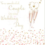 Wonderful Couple On Your Wedding Day Card - Glasses - 15 x 15 cms - Rush Design