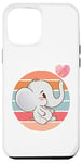 Coque pour iPhone 12 Pro Max Éléphant blanc dessin animé mignon attachant animal de coeur