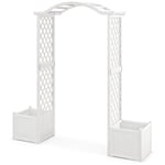 Maisonchic - Arche de Jardin avec Jardinière en Bois avec Treillis Pergola Extérieur pour Plantes Grimpantes Légumes Décoration Blanc Maison Chic