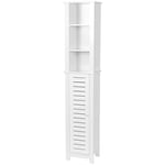 Meuble Colonne de Salle de bain 1 Porte 2 Étagères 3 Niches H 173 cm - Blanc - TENDANCE