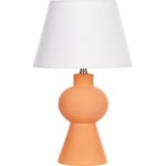 Beliani - Lampe à Poser Orange en Céramique Abat-Jour Conique en Lin Peint à la Main Fabilos