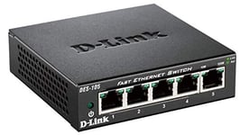 D-Link Switch 5 ports Ethernet metallique 10/100mbps - Idéal partage de connexion et mise en réseau Small Office Home Office (DES-105)