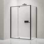 Paroi de douche Noire mat verre 6mm Cabine de douche intégrale Parre douche angle portes pliantes sur panneau - NT606 flex - Toutes tailles dispo