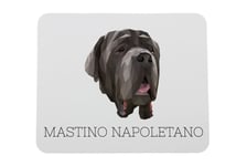 Napolitansk mastiff, napolitansk mastiff, Mastino napoletano - geometrisk musmatta med foto och inskription för Art-Dog-musen