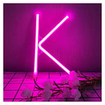 ENUOLI Pink Letter Neon K Letter Neon Signs LED Alphabet Neon Art Lights USB/Battery Powered Wall Hanging Neon Lights for Bedrooms Bar Club Festival Christmas Birthday Wedding Party (K)