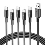 RAMPOW Cable USB C, [5Pack 1M] USB C vers USB Charge Rapide 3A QC3.0, Cable iPhone16, Cable Chargeur USB C Cable iPhone 15 pour iPhone 16/15/15 Pro, Samsung S22/S21/S20/S10/S9, Xiaomi, Sony