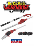 Sealey CP20VTPCOMBO Telescopic Cordless Hedge Trimmer & Chainsaw Kit 2 Batteries