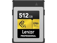 Lexar Lcxexpr512g-Rneng, 512 Gb, Cfexpress Type B, 1900 Mb/S, 1500 Mb/S, Sølv