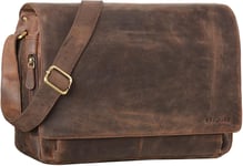 Tom' Sac Messenger Vintage en Cuir|Sac à Bandoulière Hommes Femmes|Sacoche Laptop 15 Pouces pour Bureau,Université,Travail|Sac en Cuir Véritable