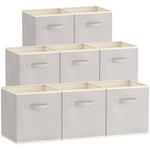 Lifewit Lot de 8 Cubes de Rangement Pliables, Paniers Rangement en Tissu, Caisses Rangement, Boites de Rangement avec Poignées, Organisateurs pour Vetements, Jouets, 33 x 38 x 33 cm, Gris Clair