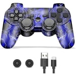 Manette Ps3, Manette Pour Ps3 Sans Fil Joystick Pour Playstation 3, Ps3 Manette Double Vibration Design En Forme De Fulmines Avec Câ.