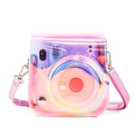 Instax Mini 11/9/8,coque pour appareil photo,étui de protection pour appareil photo instantané,sac rétro en PU,sacs souples anti-rayures avec sangle initiée - Type Transparent Pink