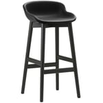 Hyg Bar Stool 75 cm, Black Leather / Black Oak