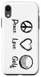 Coque pour iPhone XR Peace Love pour les golfeurs experts en la matière