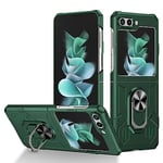 COQUE Étui pour Samsung Z Flip 5, de téléphone Tout Compris Mecha-Style Shell Film avec Support vidéo carré, de téléphone Pliable pour Samsung Galaxy Z Flip 5 5G-Vert foncé