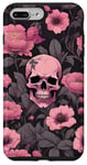 Coque pour iPhone 7 Plus/8 Plus Étui de téléphone gothique fleurs crâne roses et fond gothique