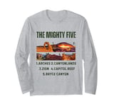 Vintage Moab Souvenir | Mighty Big 5 Utah National Parks Tee Long Sleeve T-Shirt