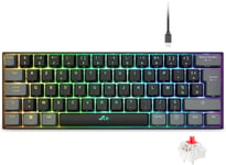 CLAVIER GAMER MÉCANIQUE COMPACT 60% AVEC INTERRUPTEUR ROUGE, 3 MODES DE CONNECTIVITÉ, ANTI-GHOSTING, 62 TOUCHES - KEYBOARD ÉCLAIRAGE RÉTRO[CLA170295]