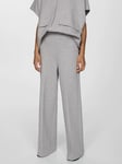 Mango Amber Cotton Wide Leg Trousers, Medium Grey